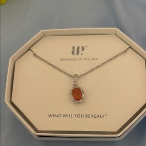 Elegant Silver and Orange Pendant Necklace